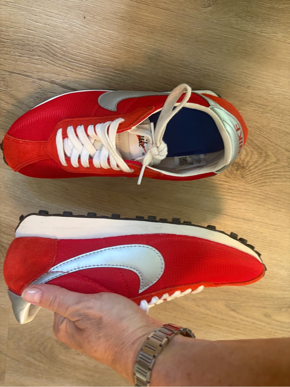 Nike Red and White Women’s Retro Runner Sneakers